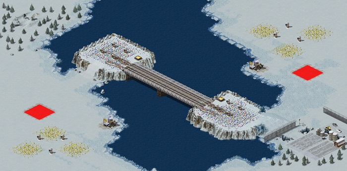 Icy river with bridge preview